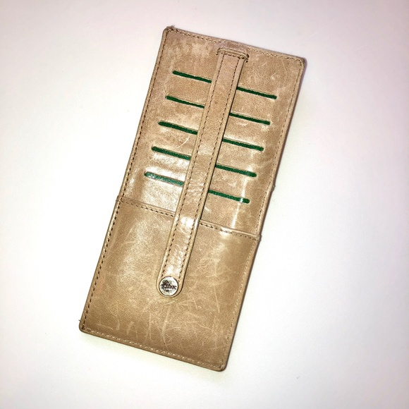 ABAS Italian Calf Skin Slim Leather Long Currency + Card Wallet in Beige + Green - Picture 4 of 15